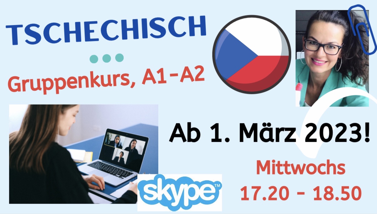 Skype Gruppenkurs TSCHECHISCH A2, Anfänger mit Grundkenntissen, 28×45 Min